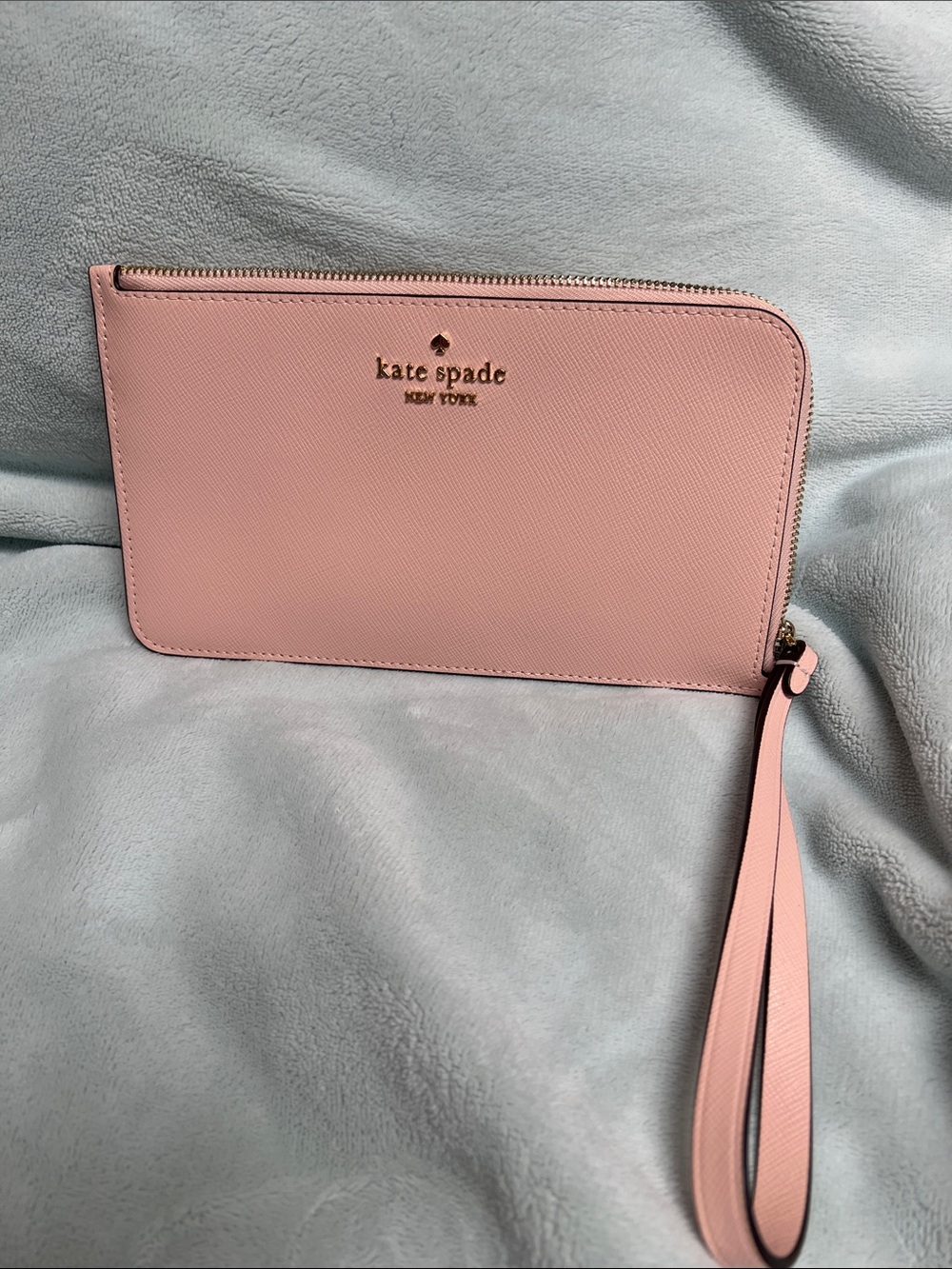 kate spade Pink Saffiano Leather Wristlet Clutch